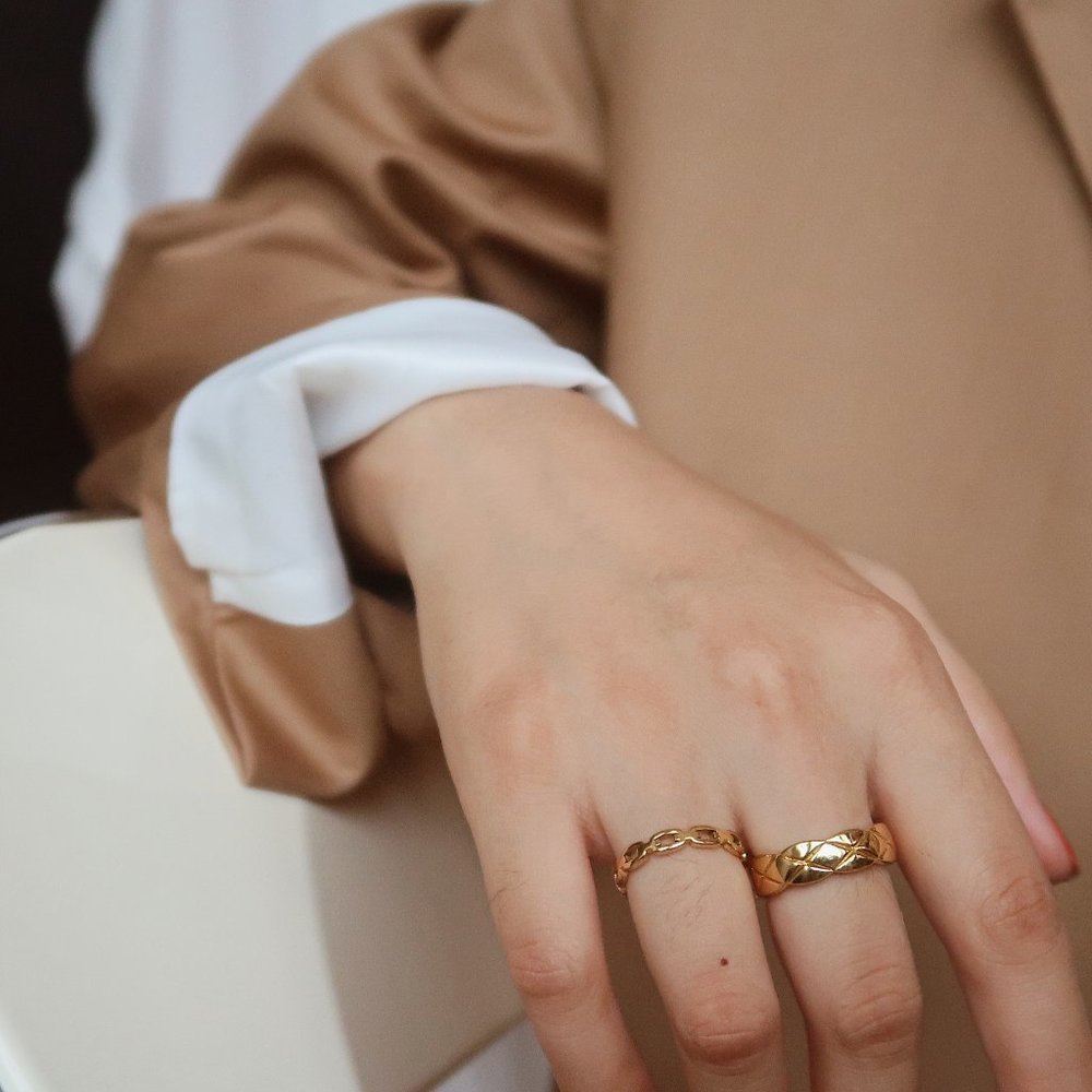 NEW 18K Gold Plated Link Chain Ring a - Picture 9 of 9